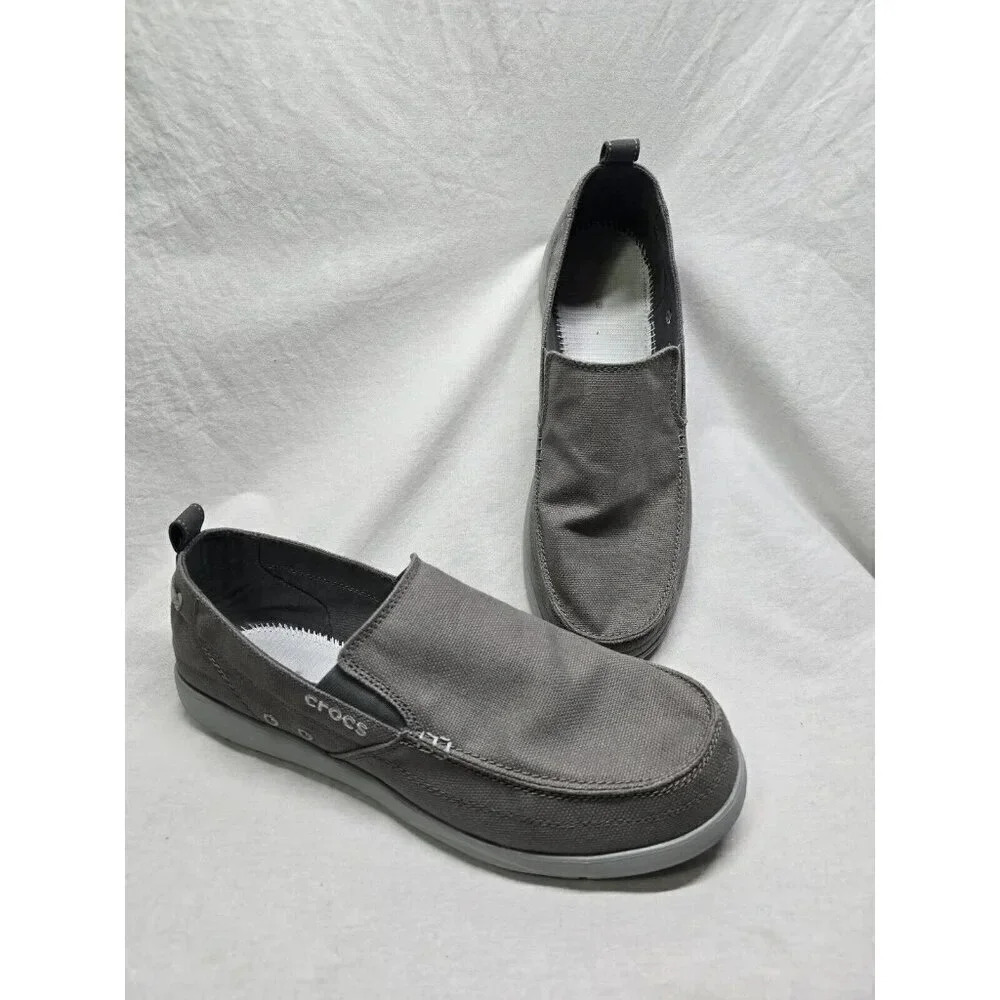 Crocs Walu Slip On Loafers Mens 14 Casual Smoke/light Grey Shoes- No Insoles